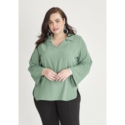 blusa cuello camisero borgoña