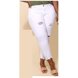 pantalón curvy blanco rotos