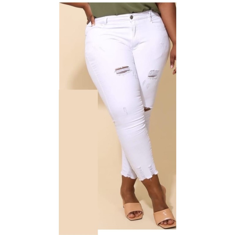 pantalón curvy blanco rotos