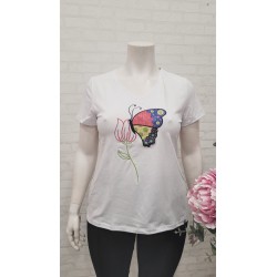 camiseta mariposas blanca