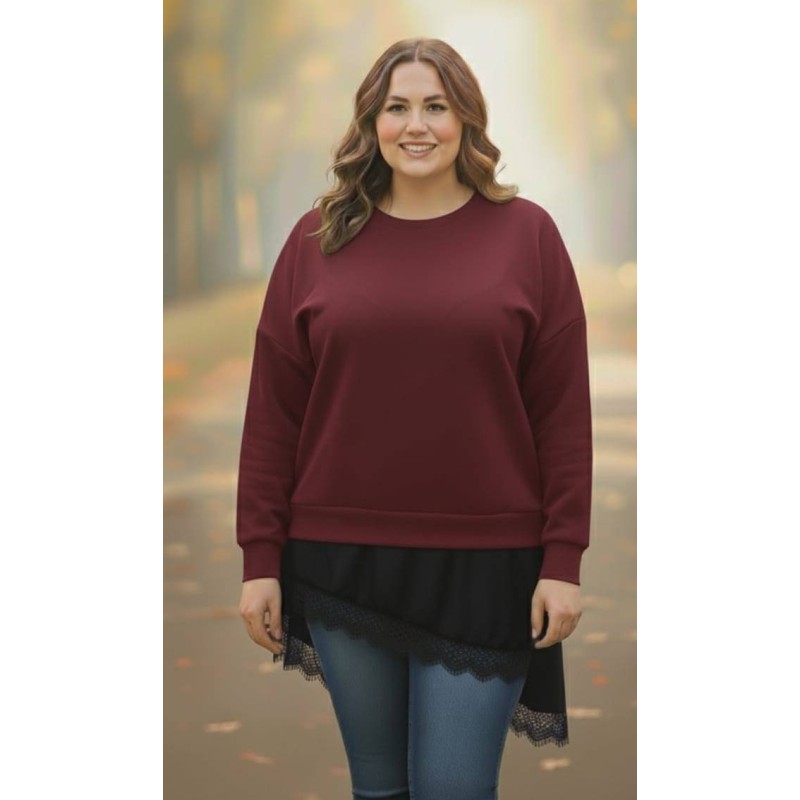 sudadera lencera  granate