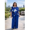 blusa capas azul estampada