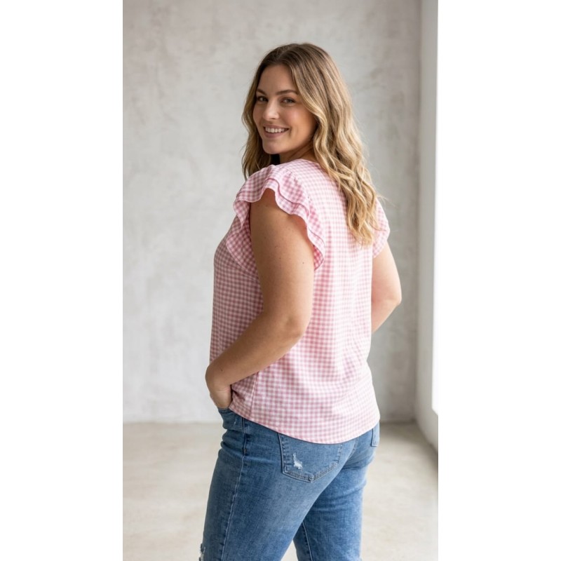 Blusa vichy rosa